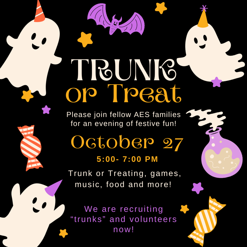 Trunk or Treat promo image with ghosts and candy